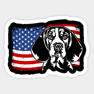 Beagle Mom Dad American Flag patriotic dog Sticker